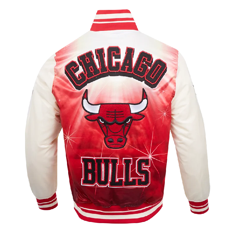 men's lightweight outdoor jackets -NBA CHICAGO BULLS SUBLIMATED MEN'S SATIN JACKET-WHITE (EGGSHELL/ RED)