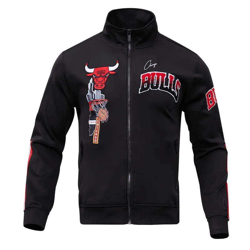 men's insulated winter jackets -NBA CHICAGO BULLS HOMETOWN MEN'S TRACK JACKET (BLACK)