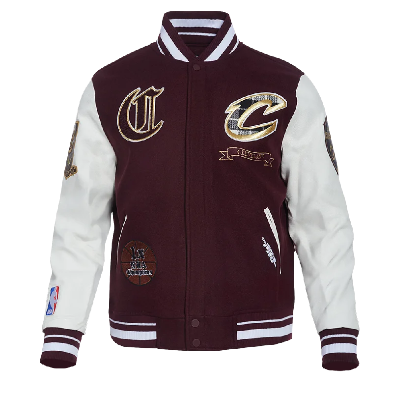 men's performance jackets -NBA CLEVELAND CAVALIERS PRO PREP MEN'S WOOL VARSITY JACKET (WINE/WHITE)