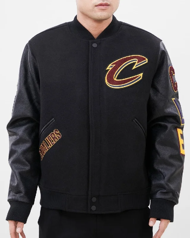 men's casual outerwear jackets -NBA CLEVELAND CAVALIERS CLASSIC WOOL MEN'S VARSITY JACKET (BLACK)