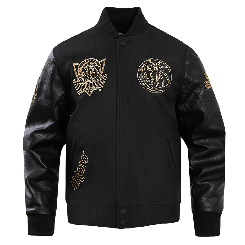 men's softshell winter jackets -NBA DALLAS MAVERICKS BLACK & GOLD WOOL VARSITY JACKET (JET BLACK)