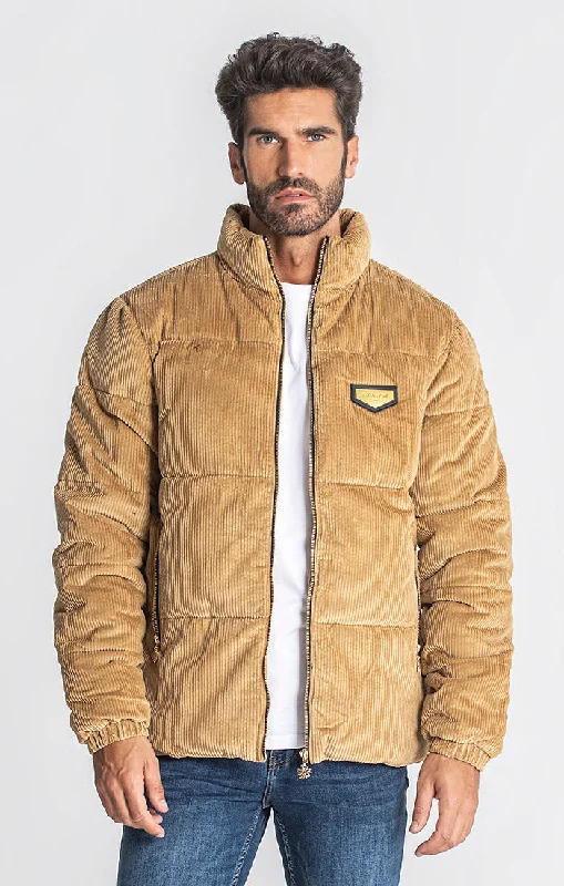 men's hooded jackets -Beige Wales Corduroy Jacket