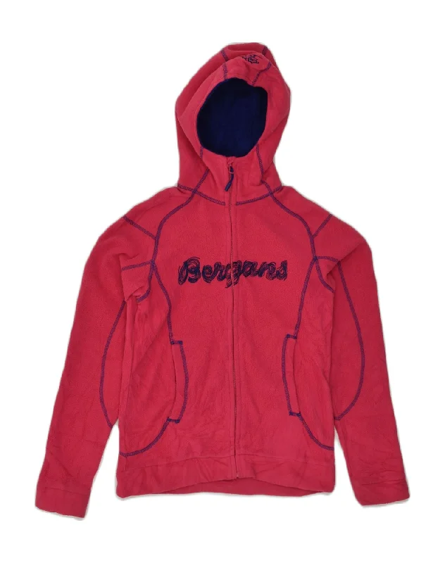 men's outdoor adventure jackets -BERGANS Girls Graphic Hooded Fleece Jacket 164 cm 13-14 Years Burgundy