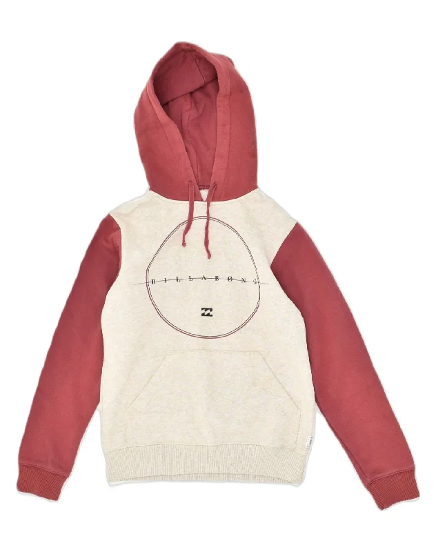 men's printed fleece sweatshirts -BILLABONG Boys Graphic Hoodie Jumper 11-12 Years Off White Colourblock