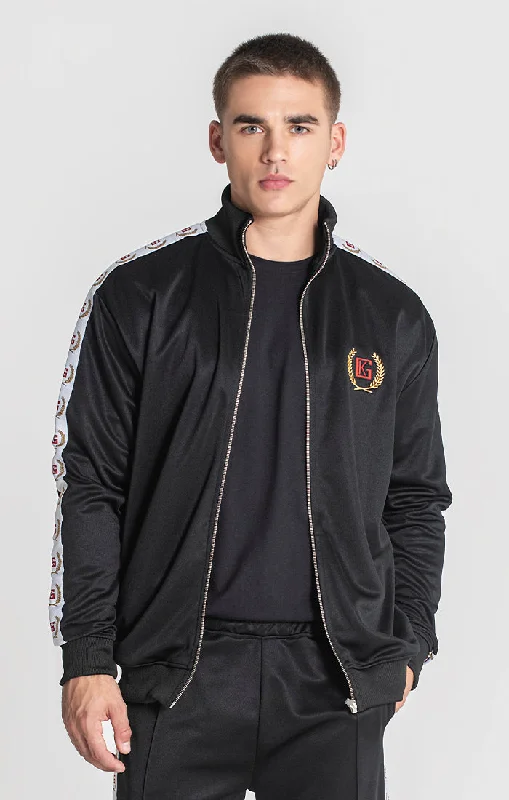 men's zip-up fleece jackets -Black Retro Jacket