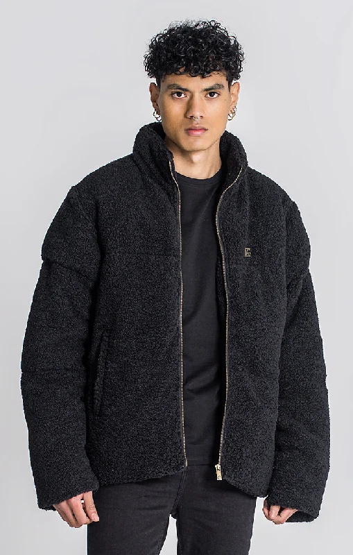 men's wool jackets -Black Teddy Puffer Jacket