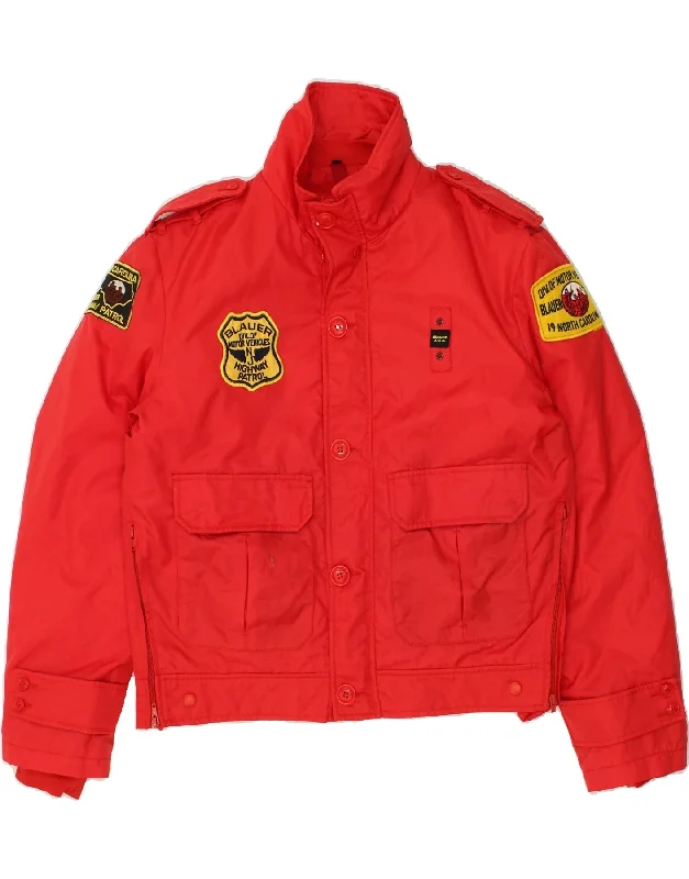 men's stylish parkas -BLAUER Mens Military Jacket UK 42 XL Red