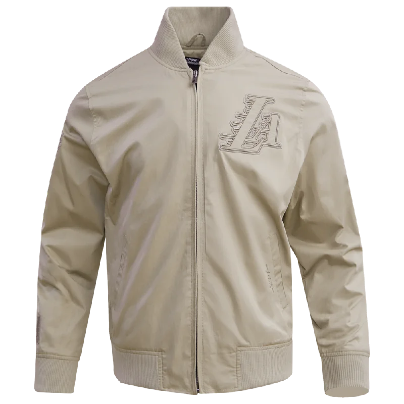 men's jacket for autumn wear -NBA LOS ANGELES LAKERS NEUTRAL TWILL JACKET (TAUPE)