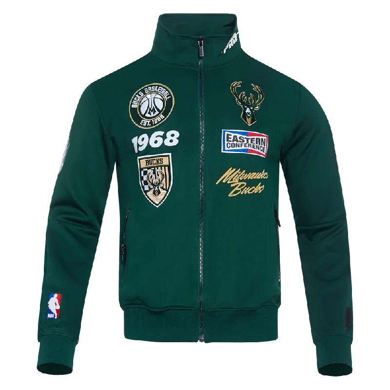 men's lightweight jackets -NBA MILWAUKEE BUCKS FAST LANE MEN'S DK TRACK JACKET (FOREST GREEN)