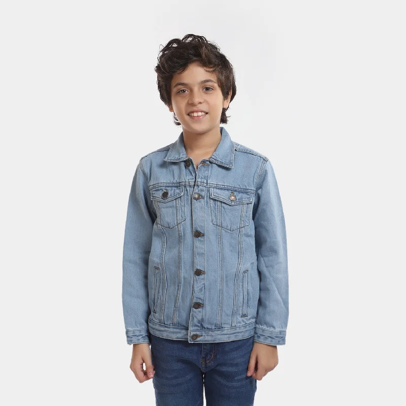 men's tailored jackets -Boys Denim Jacket Basic - Ice Blue