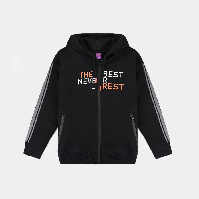 men's comfortable fleece jackets -Boys Fleece Jacket The Best Never Rest-Jet Black