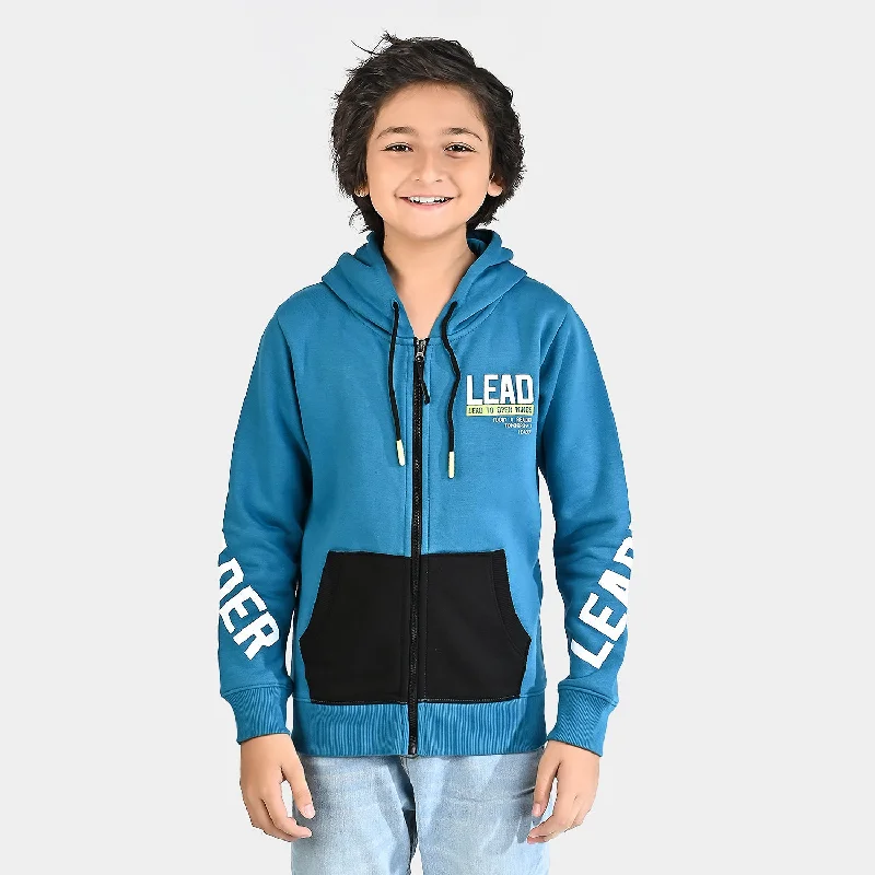 men's hooded jackets -Boys Fleece Knitted Jacket Lead