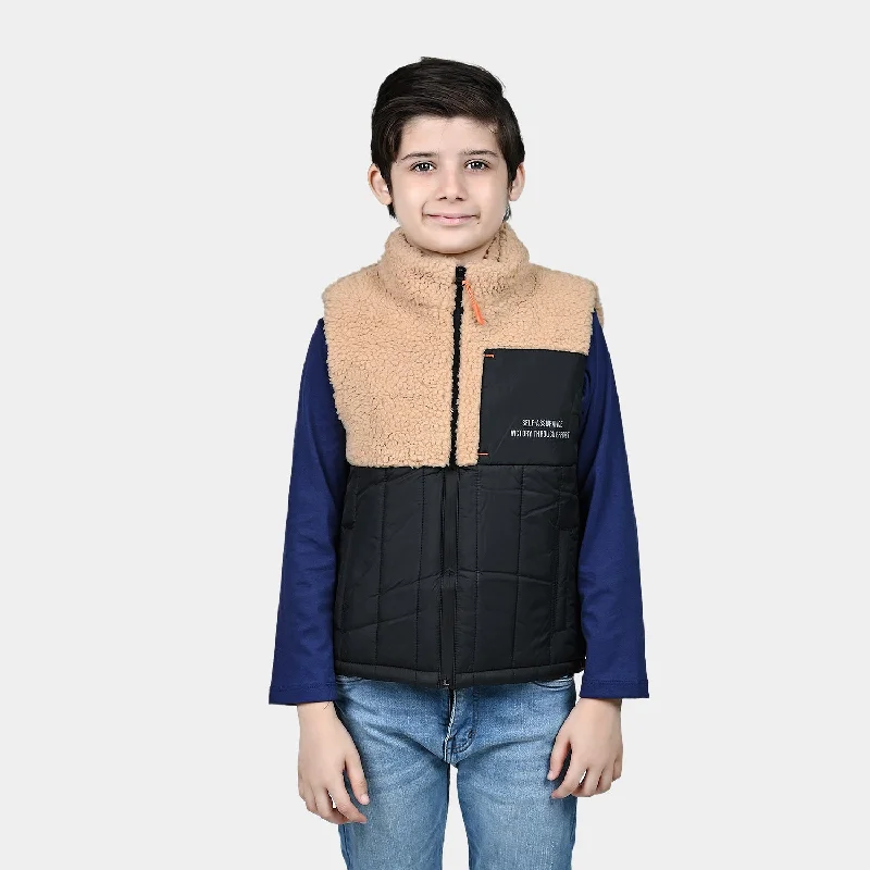 men's casual blazers -Boys Mix taffeta Quilted Jacket S/L Victory-BLACK