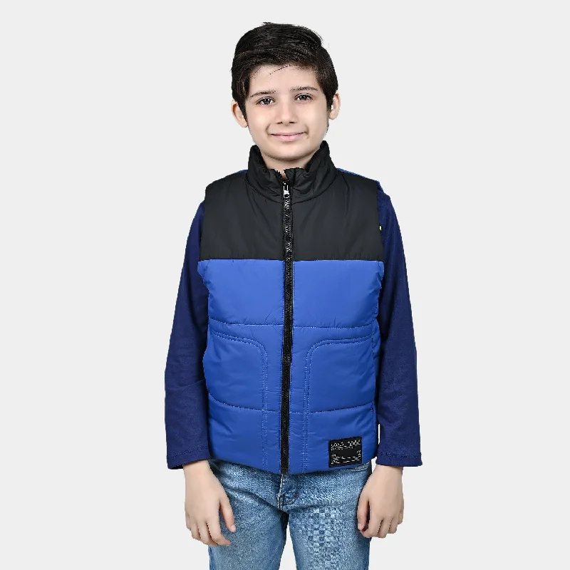 men's quilted jackets -Boys Mix taffeta Quilted Jacket Tokyo-Blue