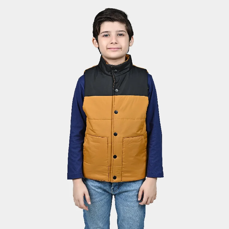 men's lightweight jackets -Boys Quilted Jacket S/L-Mustard/Navy