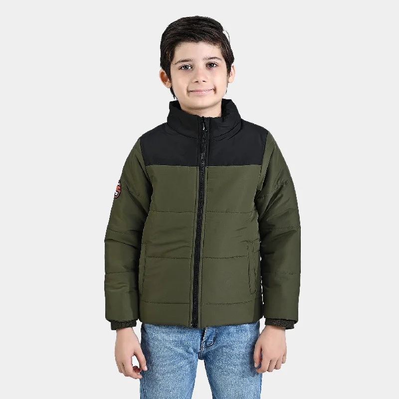 men's outdoor jackets -Boys Quilted Jacket Secret Meadow-Olive