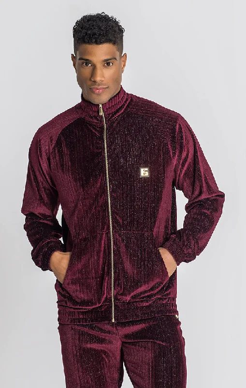 men's long sleeve jackets -Burgundy Novel Jacket