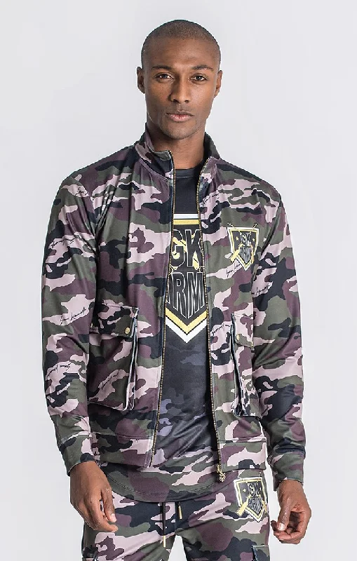 men's zip-up hooded jackets -Camo Winners Army Jacket