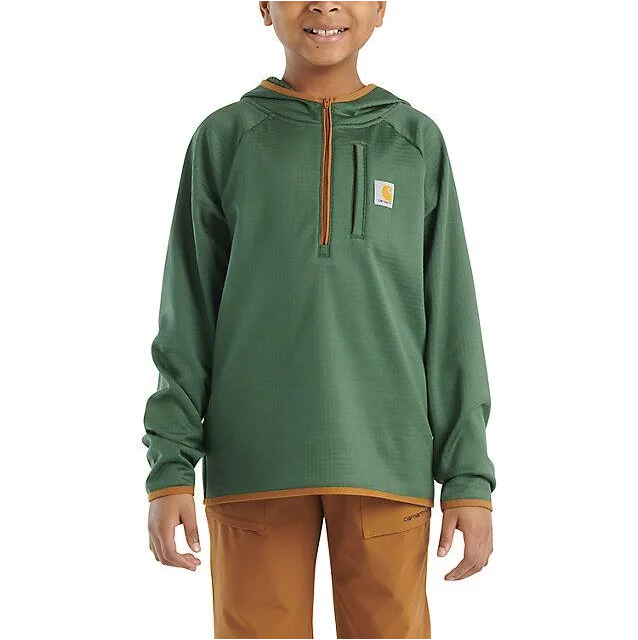 men's hoodie for cold weather -Boys' Long-Sleeve Quarter Zip Sweatshirt - Dark Green