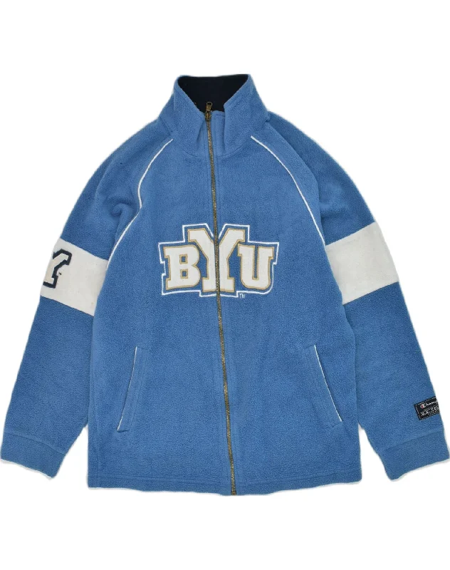 men's varsity jackets -CHAMPION Boys Graphic Fleece Jacket 11-12 Years Blue Polyester