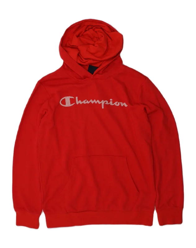 men's comfortable sweatshirts -CHAMPION Boys Graphic Hoodie Jumper 11-12 Years Large  Red Cotton