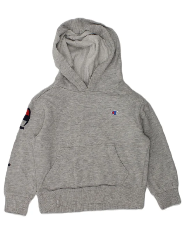 men's hoodie with zipper closure -CHAMPION Boys Graphic Hoodie Jumper 3-4 Years Grey Cotton