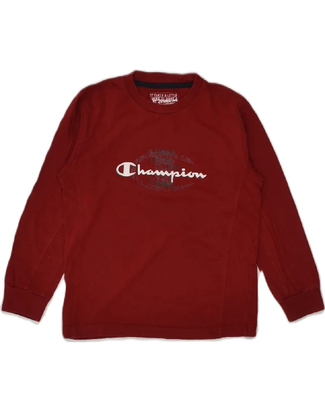 men's pullover sweatshirts -CHAMPION Boys Graphic Sweatshirt Jumper 7-8 Years Small Red Cotton