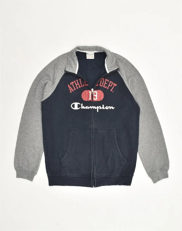 men's tailored jackets -CHAMPION Boys Graphic Tracksuit Top Jacket 13-14 Years XL Navy Blue