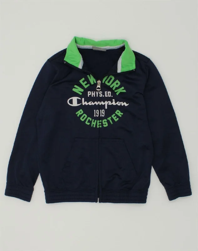 men's lightweight outdoor jackets -CHAMPION Boys Graphic Tracksuit Top Jacket 3-4 Years 2XS Navy Blue