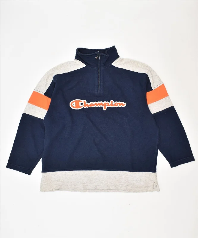 men's performance hoodies -CHAMPION Boys Sweatshirt Jumper 9-10 Years Navy Blue Cotton