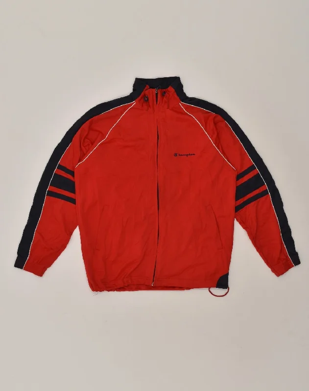 men's stylish leather bomber jackets -CHAMPION Boys Tracksuit Top Jacket 13-14 Years Red Polyester