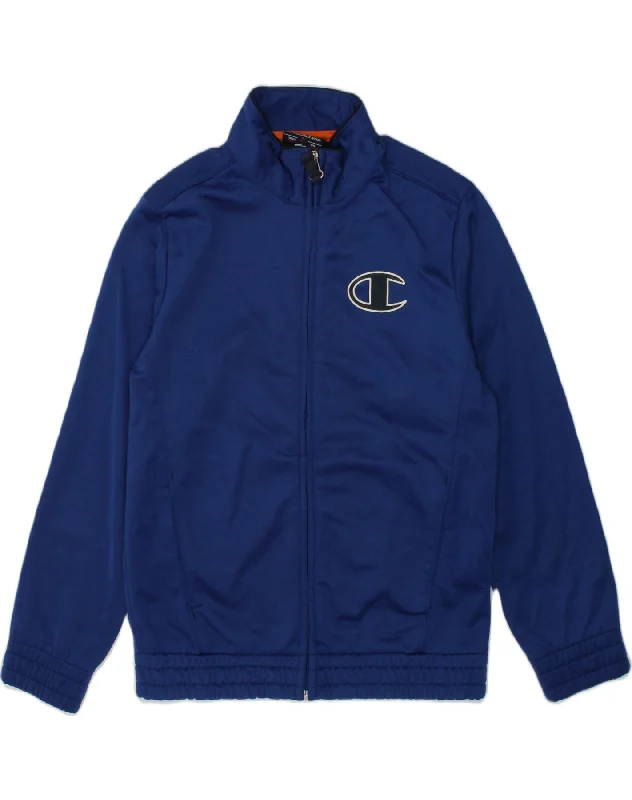 men's workwear jackets -CHAMPION Boys Tracksuit Top Jacket 7-8 Years Small  Blue Polyester