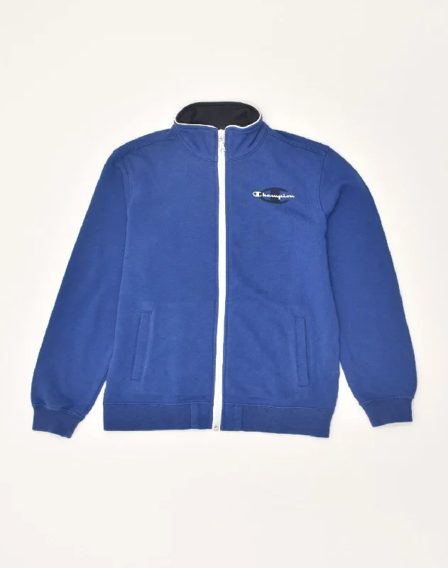 men's warm and insulated jackets -CHAMPION Boys Tracksuit Top Jacket 9-10 Years Medium Blue Cotton