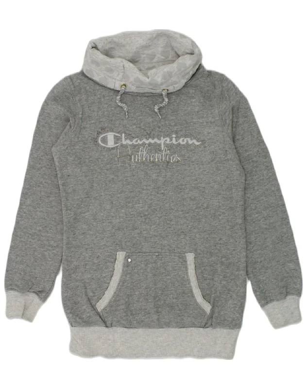 men's pullover hoodie with drawstrings -CHAMPION Girls Graphic Sweatshirt Jumper Dress 9-10 Years Medium  Grey