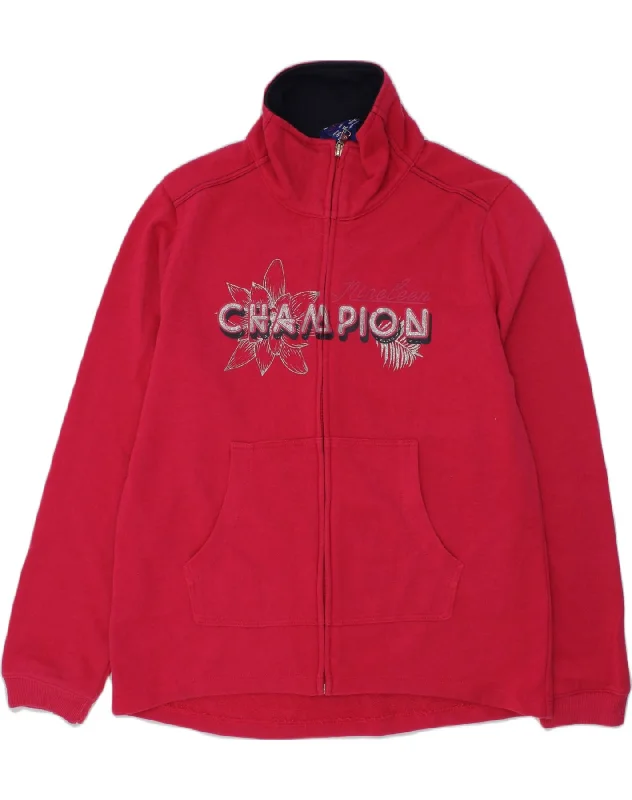 men's fashionable outer jackets -CHAMPION Girls Graphic Tracksuit Top Jacket 13-14 Years XL Red Cotton