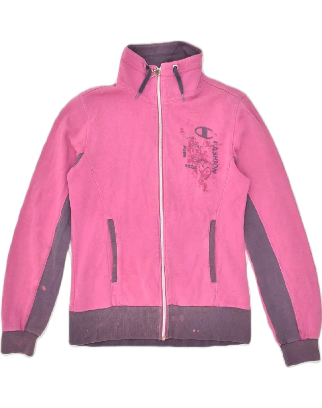 men's insulated jackets for snow -CHAMPION Girls Tracksuit Top Jacket 13-14 Years XL Pink Colourblock Cotton