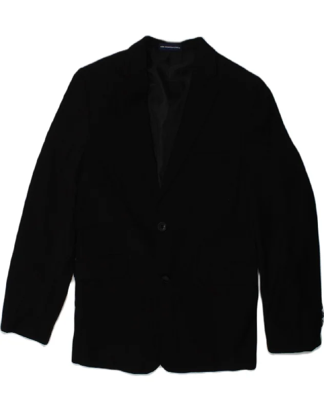 men's windproof jackets -CHAPS Boys 2 Button Blazer Jacket 11-12 Years Black Polyester