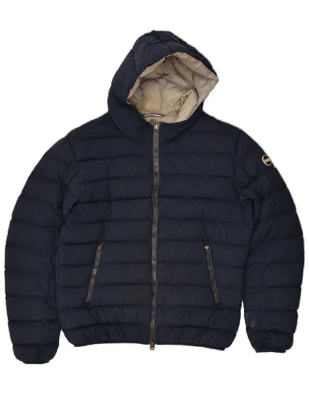 men's bomber jackets -COLMAR Mens Hooded Padded Jacket IT 50 Large Navy Blue Nylon