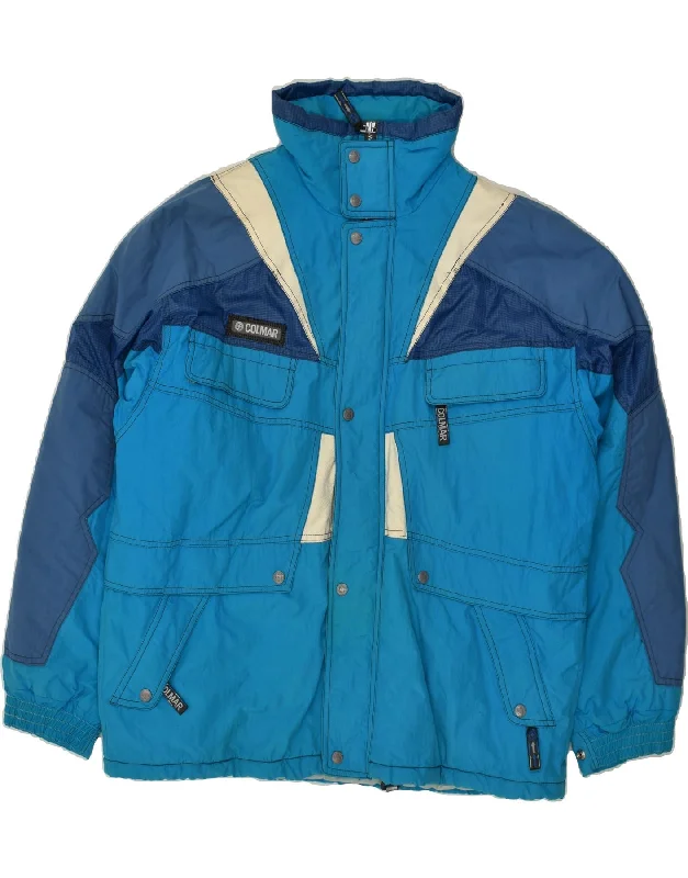 men's lightweight windbreakers -COLMAR Mens Windbreaker Jacket IT 50 Large Blue Colourblock