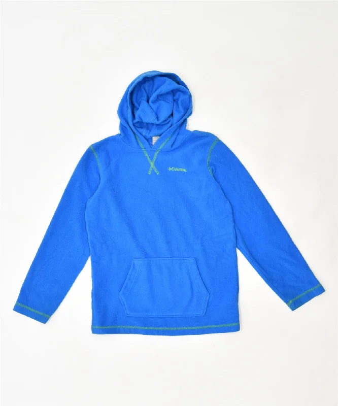 men's comfortable pullover sweatshirts -COLUMBIA Boys Fleece Hoodie Jumper 9-10 Years Medium Blue Polyester