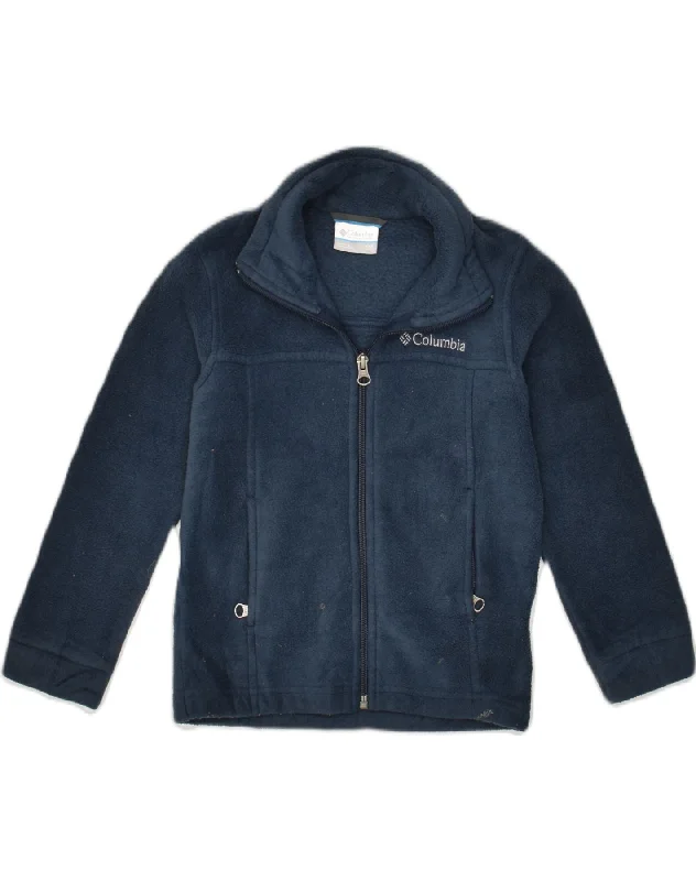 men's long sleeve jackets -COLUMBIA Boys Fleece Jacket 4-5 Years 2XS Navy Blue Polyester