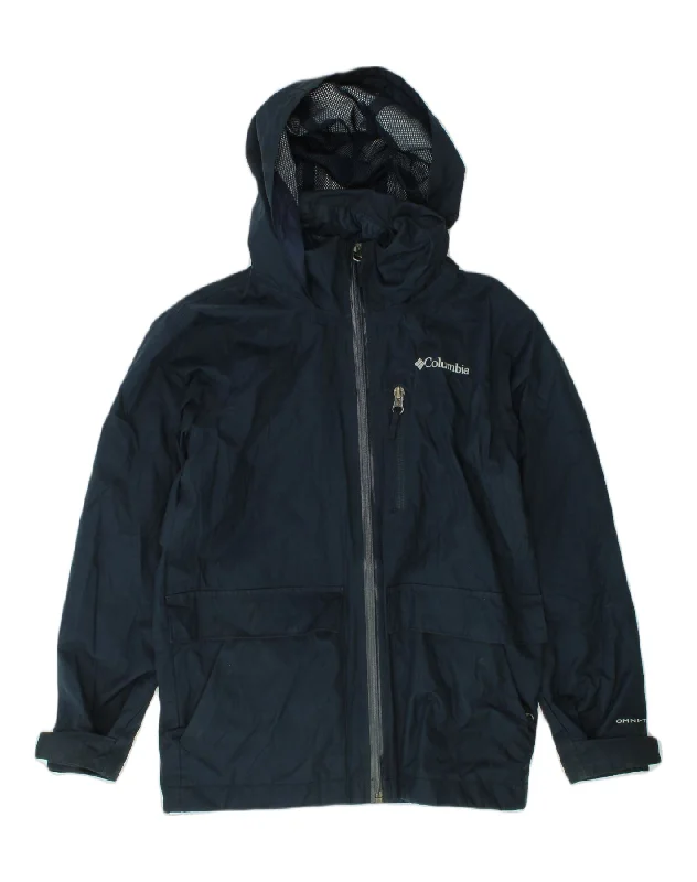 men's everyday jackets -COLUMBIA Boys Hooded Rain Jacket 7-8 Years Small Navy Blue Polyester