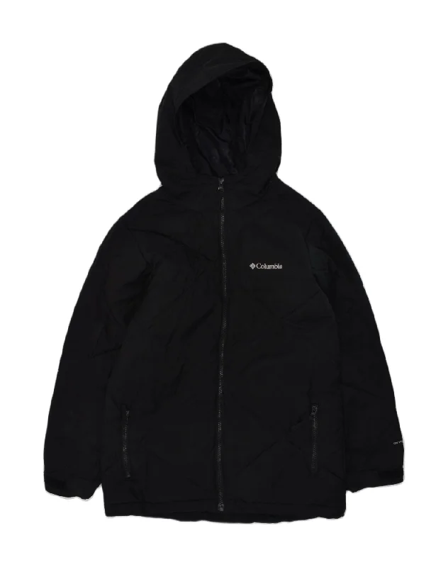 men's insulated winter jackets -COLUMBIA Boys Hooded Windbreaker Jacket 11-12 Years Black Nylon