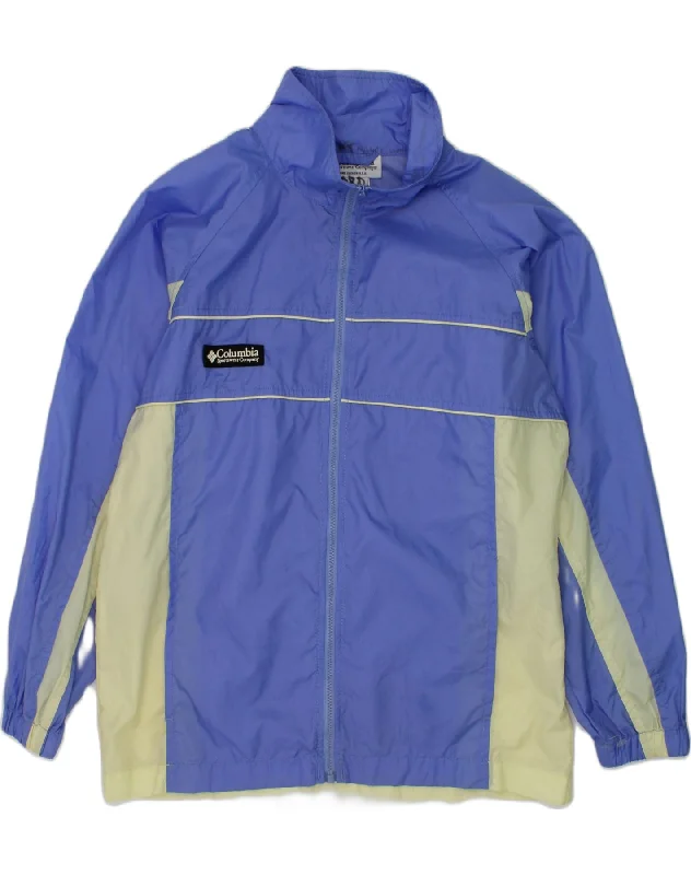 men's weather-resistant jackets -COLUMBIA Boys Rain Jacket 10-11 Years Large Purple Colourblock Nylon