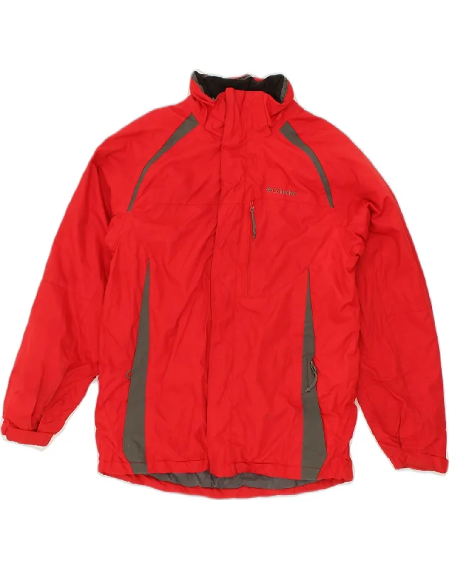 men's quilted jackets for rain -COLUMBIA Boys Windbreaker Jacket 15-16 Years XL Red Polyester