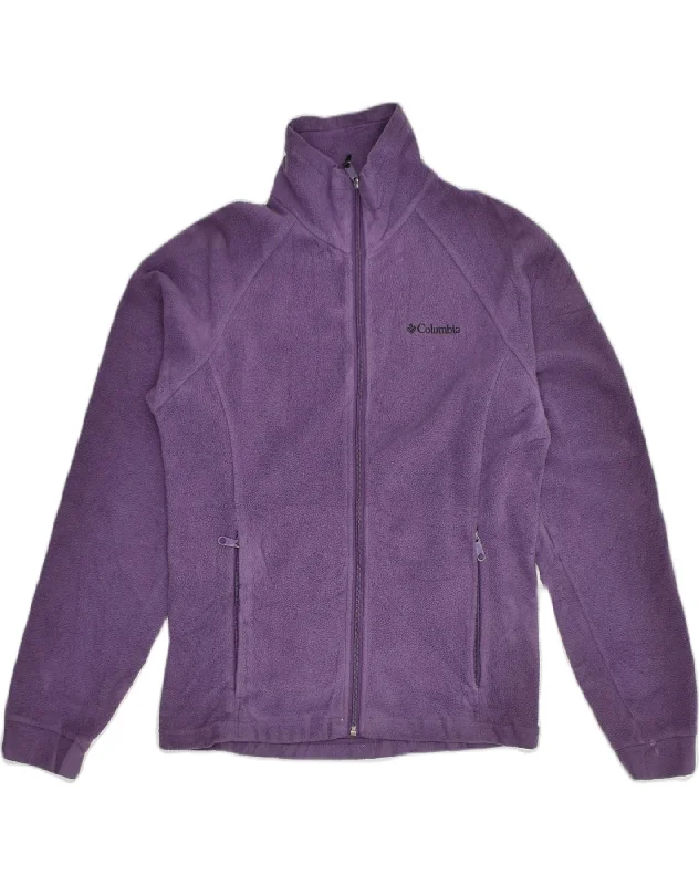 men's zip-up hooded jackets -COLUMBIA Girls Fleece Jacket 15-16 Years Purple Polyester