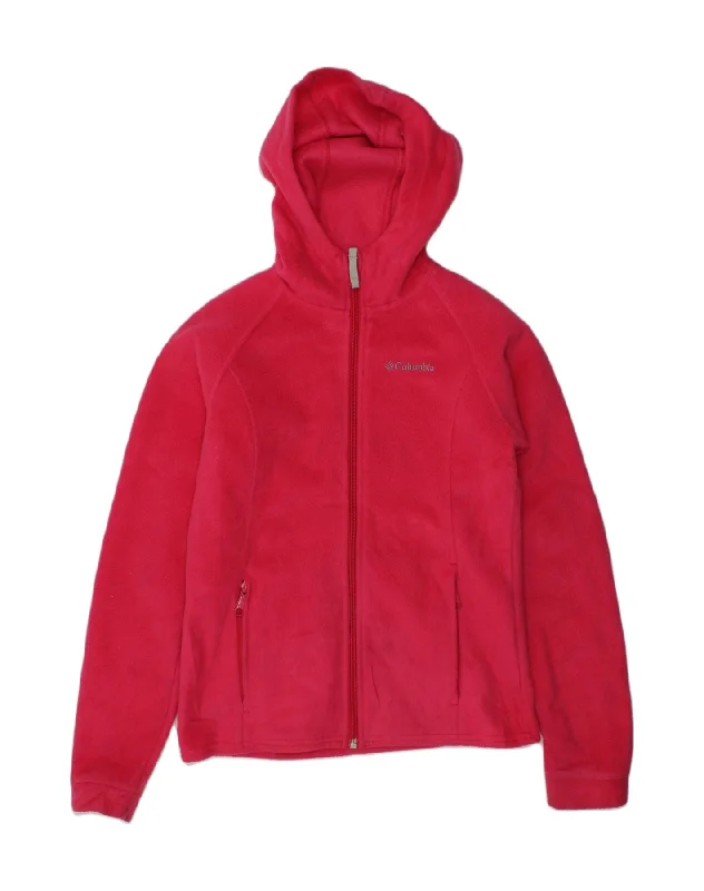 men's rugged jackets -COLUMBIA Girls Hooded Fleece Jacket 10-11 Years Pink Polyester