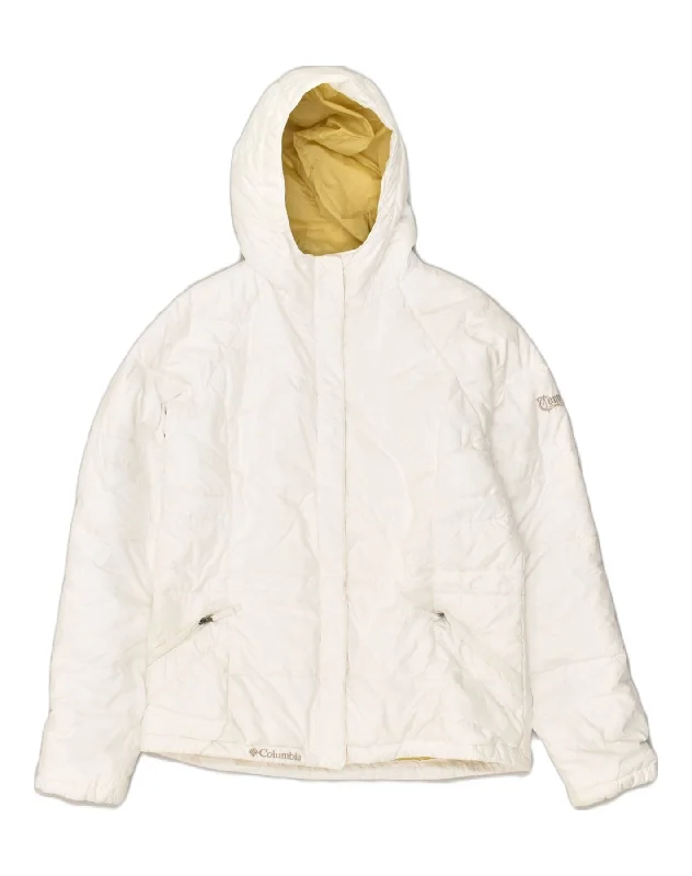 men's stylish outdoor jackets -COLUMBIA Girls Hooded Padded Jacket 15-16 Years White Polyester