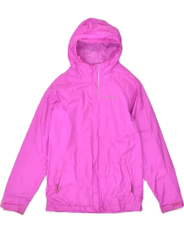 men's lightweight outdoor jackets -COLUMBIA Girls Hooded Windbreaker Jacket 14-15 Years Large Pink Nylon