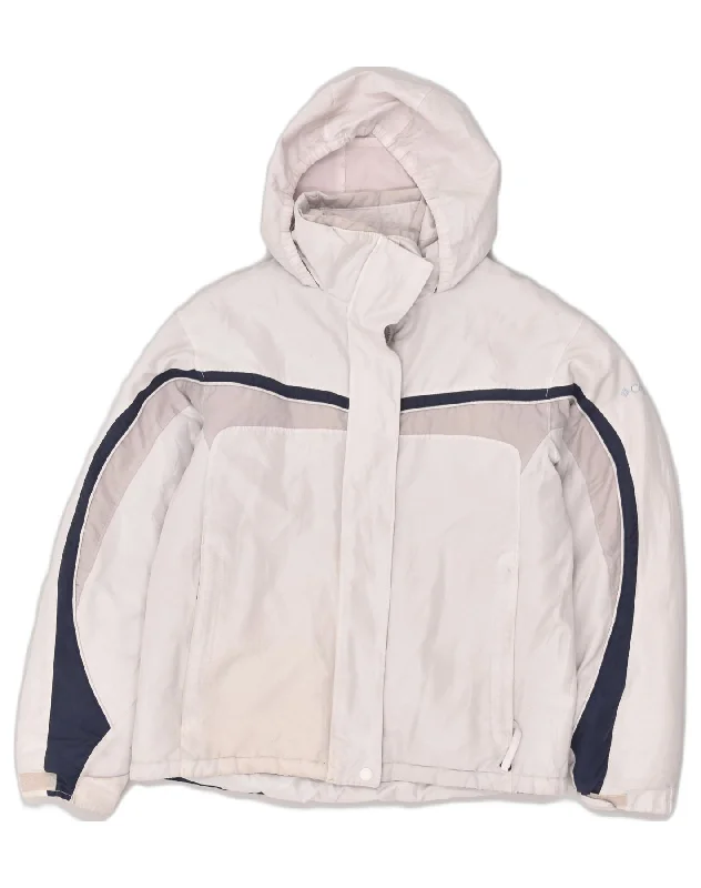 men's leather jacket with lining -COLUMBIA Girls Hooded Windbreaker Jacket 15-16 Years Off White Polyester